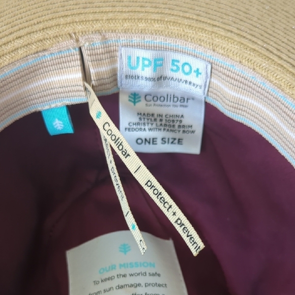 Coolibar Tan Sun Hat with Purple Band - Picture 5 of 5